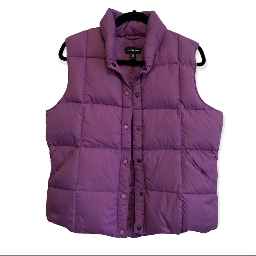 Land's End Lavender Down Feather Puffer Vest Size M